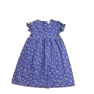 Hanna Andersson Girls Purple Floral Print Cotton Short Sleeve Dress Size 5T